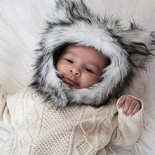 Wolf Faux Fur Hat for Kids & Adults by Eskimo Kids Newborn (X-Small)